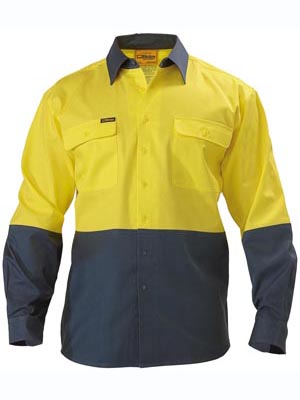 2 Tone Hi Vis Drill Shirt - Long Sleeve