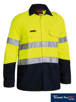 TenCate Tecasafe® Plus Taped Two Tone Hi Vis FR Non Vented Shirt - Long Sleeve